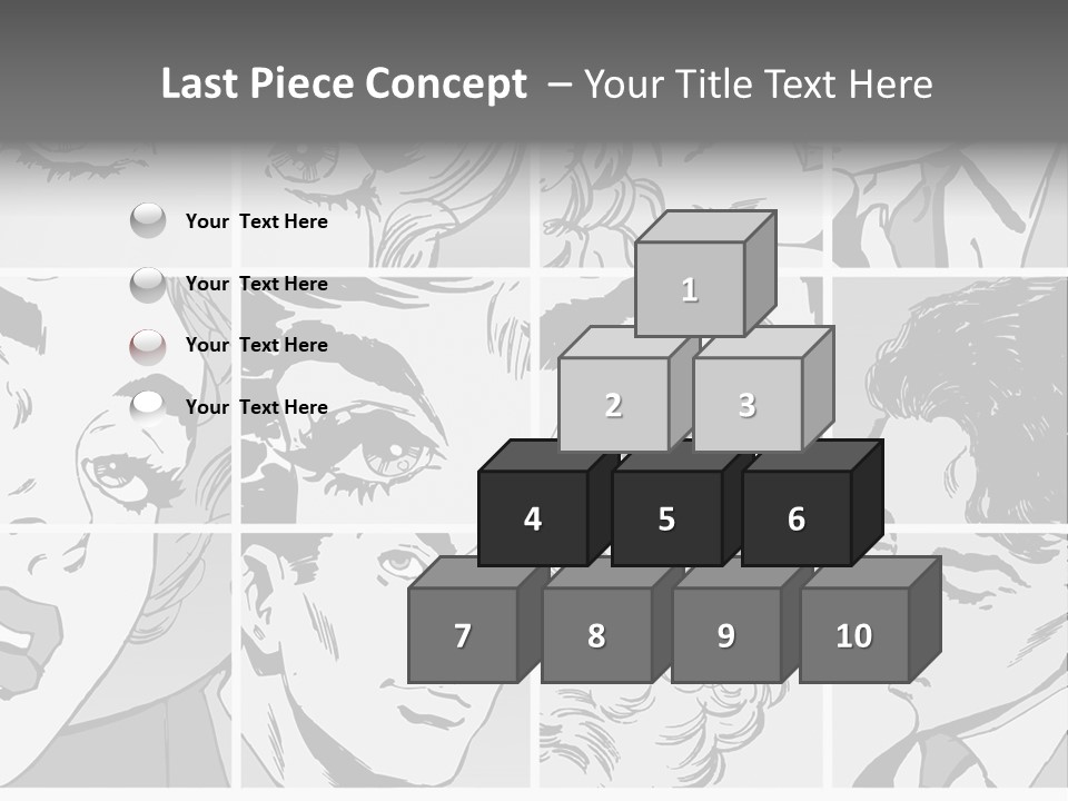 A Series Of Black And White Images Of A Woman's Eyes PowerPoint Template