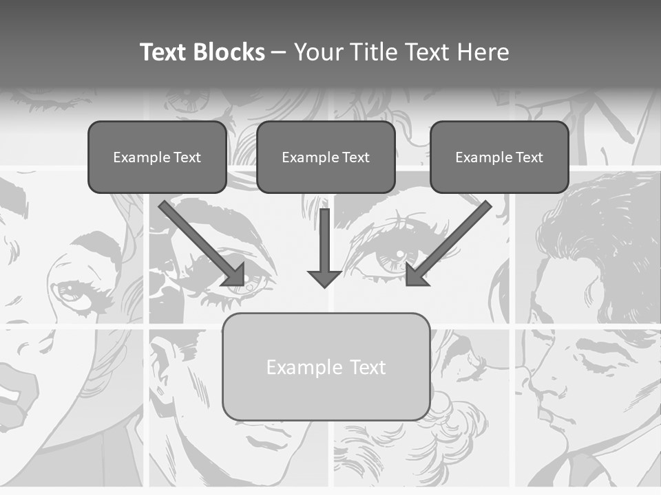 A Series Of Black And White Images Of A Woman's Eyes PowerPoint Template