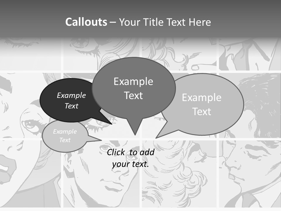A Series Of Black And White Images Of A Woman's Eyes PowerPoint Template