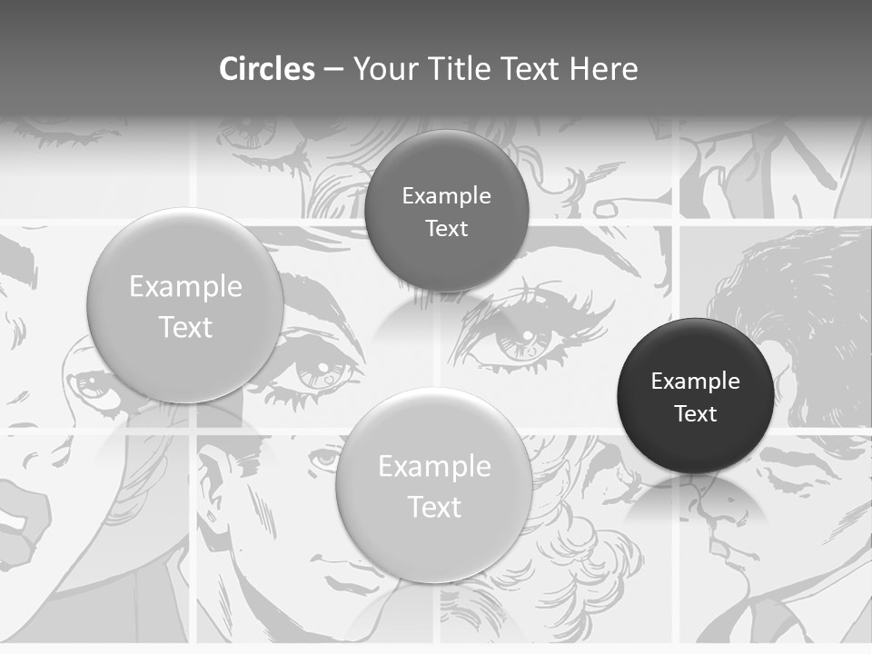 A Series Of Black And White Images Of A Woman's Eyes PowerPoint Template