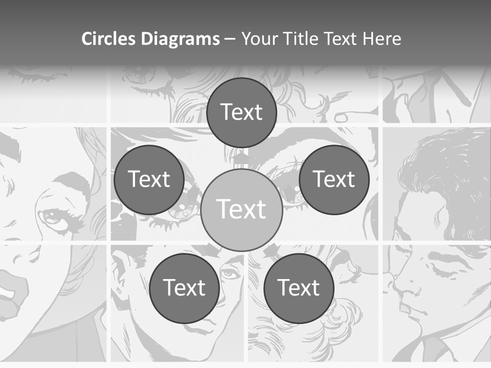 A Series Of Black And White Images Of A Woman's Eyes PowerPoint Template