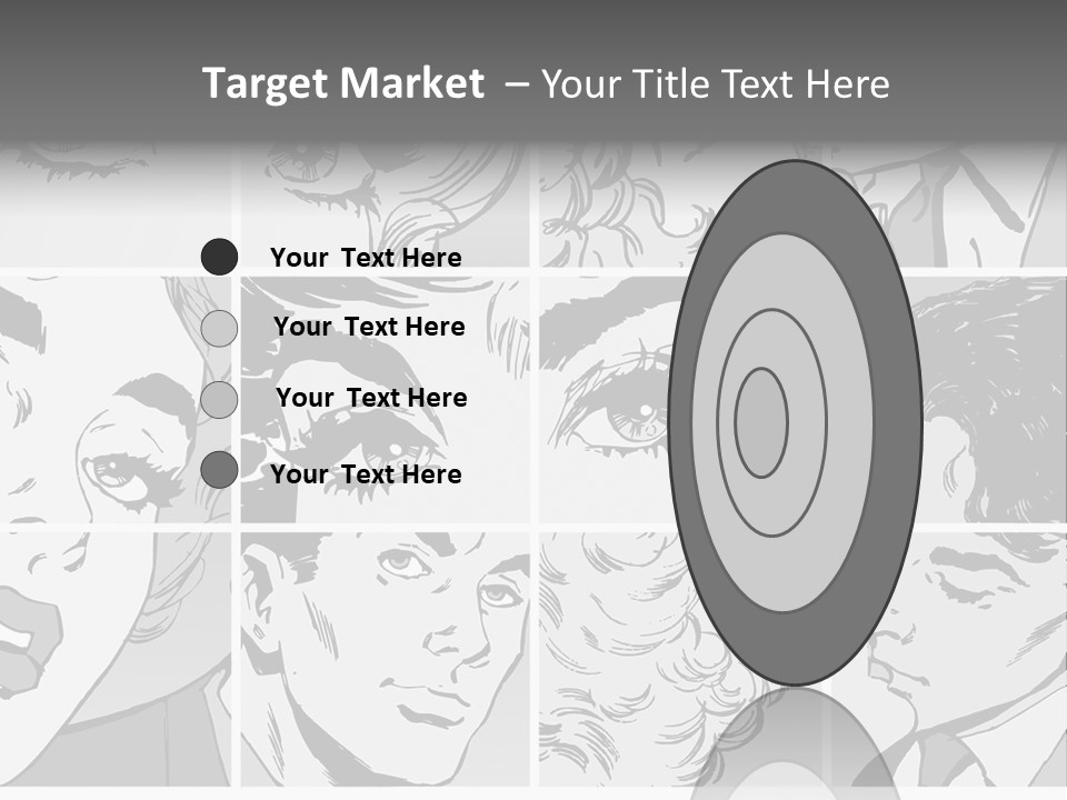 A Series Of Black And White Images Of A Woman's Eyes PowerPoint Template