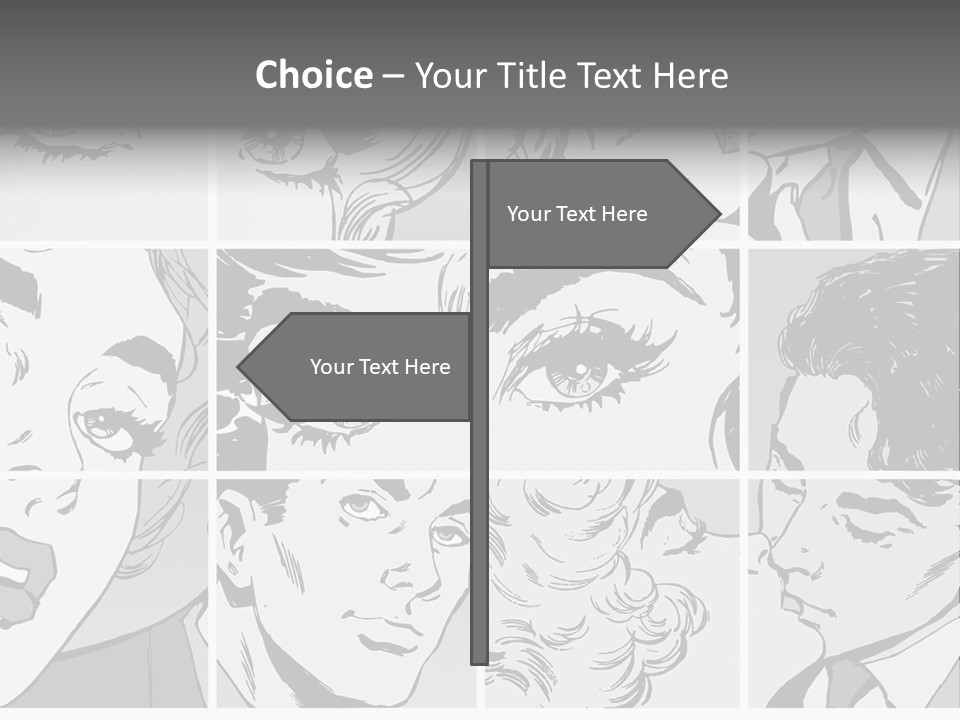 A Series Of Black And White Images Of A Woman's Eyes PowerPoint Template