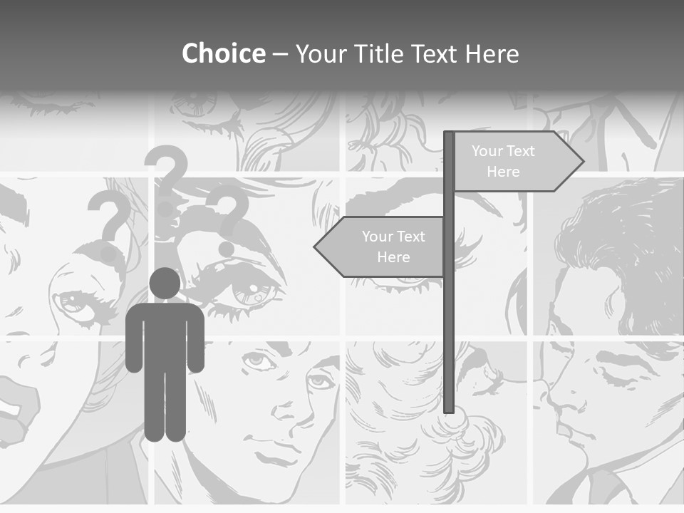 A Series Of Black And White Images Of A Woman's Eyes PowerPoint Template