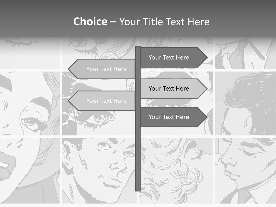 A Series Of Black And White Images Of A Woman's Eyes PowerPoint Template