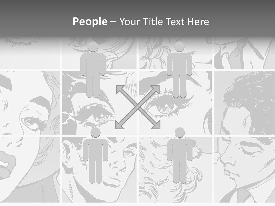 A Series Of Black And White Images Of A Woman's Eyes PowerPoint Template