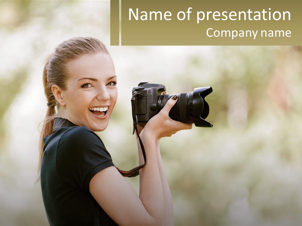 A Woman Taking A Picture With A Camera PowerPoint Template