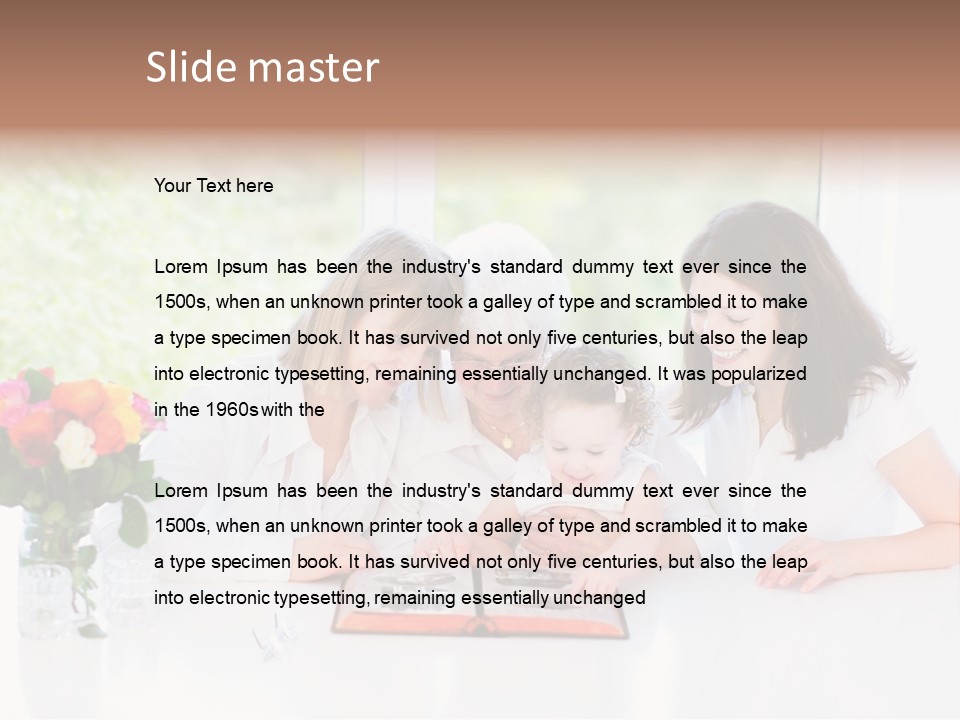 A Group Of People Sitting Around A Table With A Baby PowerPoint Template