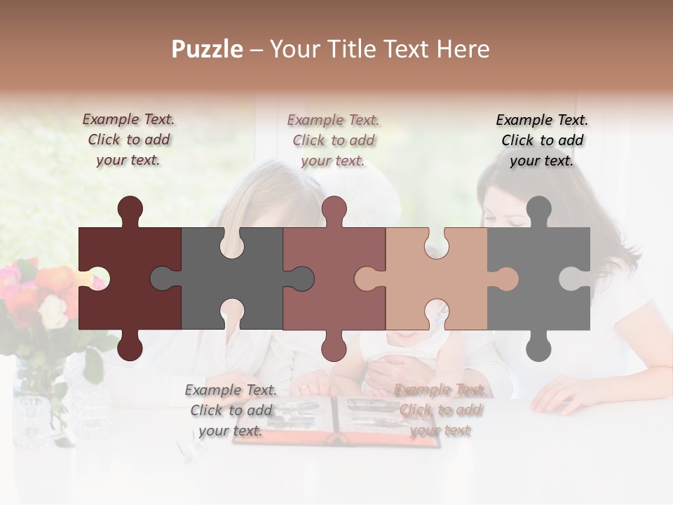 A Group Of People Sitting Around A Table With A Baby PowerPoint Template