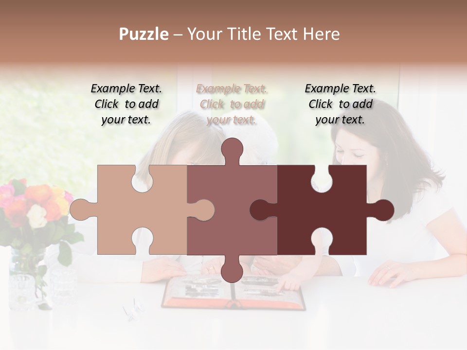 A Group Of People Sitting Around A Table With A Baby PowerPoint Template