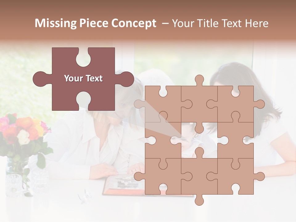 A Group Of People Sitting Around A Table With A Baby PowerPoint Template