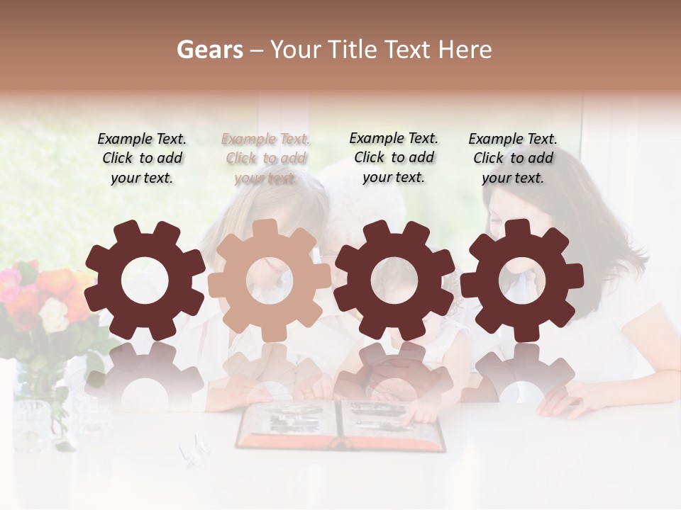 A Group Of People Sitting Around A Table With A Baby PowerPoint Template