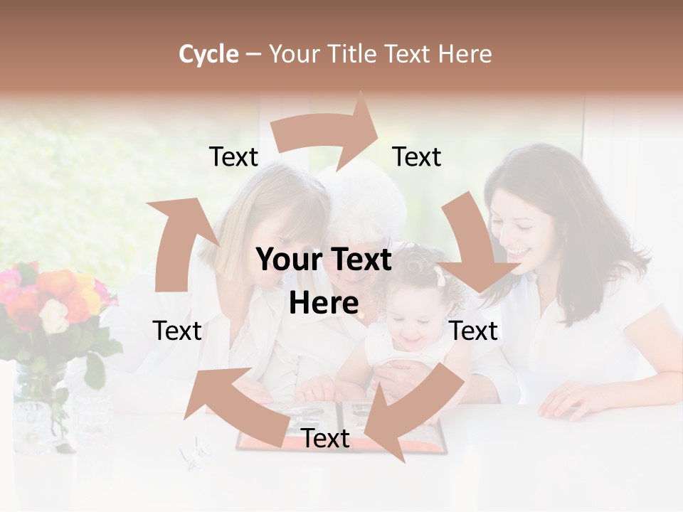 A Group Of People Sitting Around A Table With A Baby PowerPoint Template