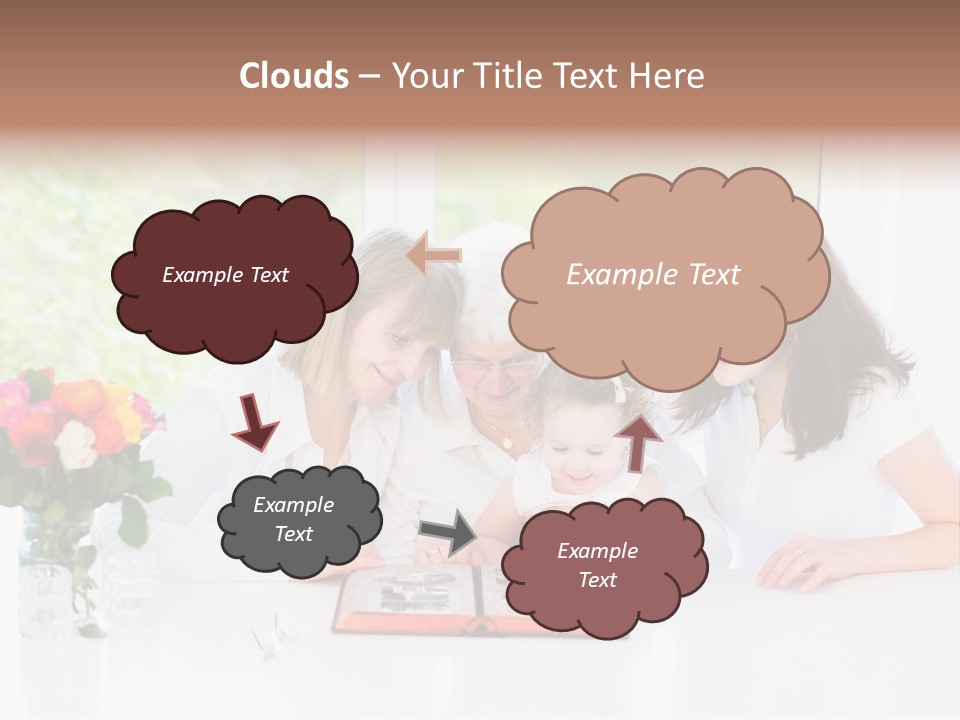 A Group Of People Sitting Around A Table With A Baby PowerPoint Template