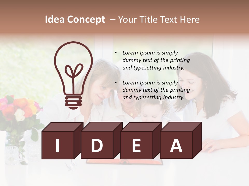 A Group Of People Sitting Around A Table With A Baby PowerPoint Template