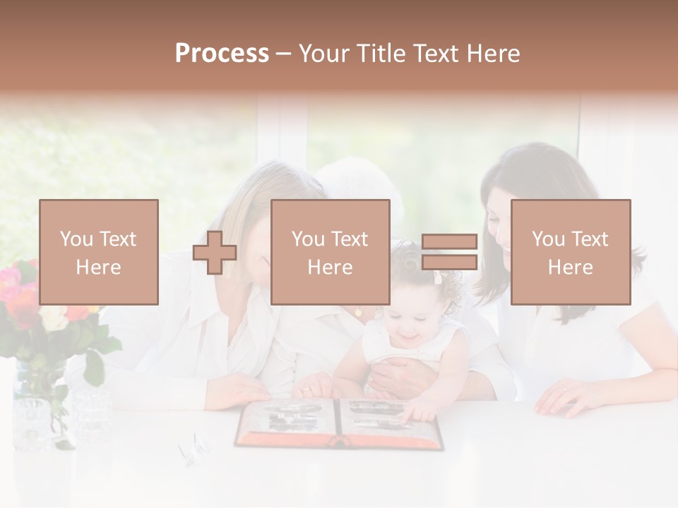 A Group Of People Sitting Around A Table With A Baby PowerPoint Template