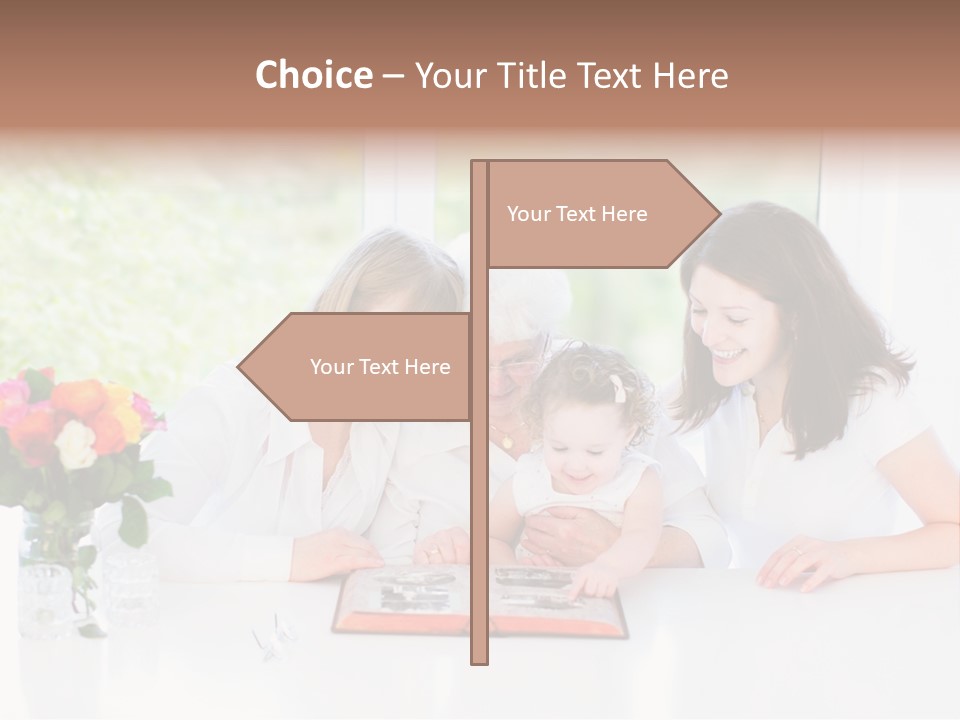 A Group Of People Sitting Around A Table With A Baby PowerPoint Template