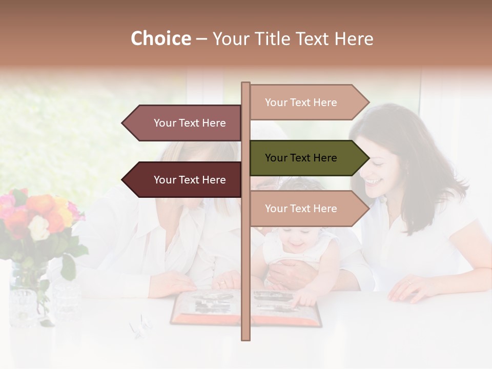 A Group Of People Sitting Around A Table With A Baby PowerPoint Template
