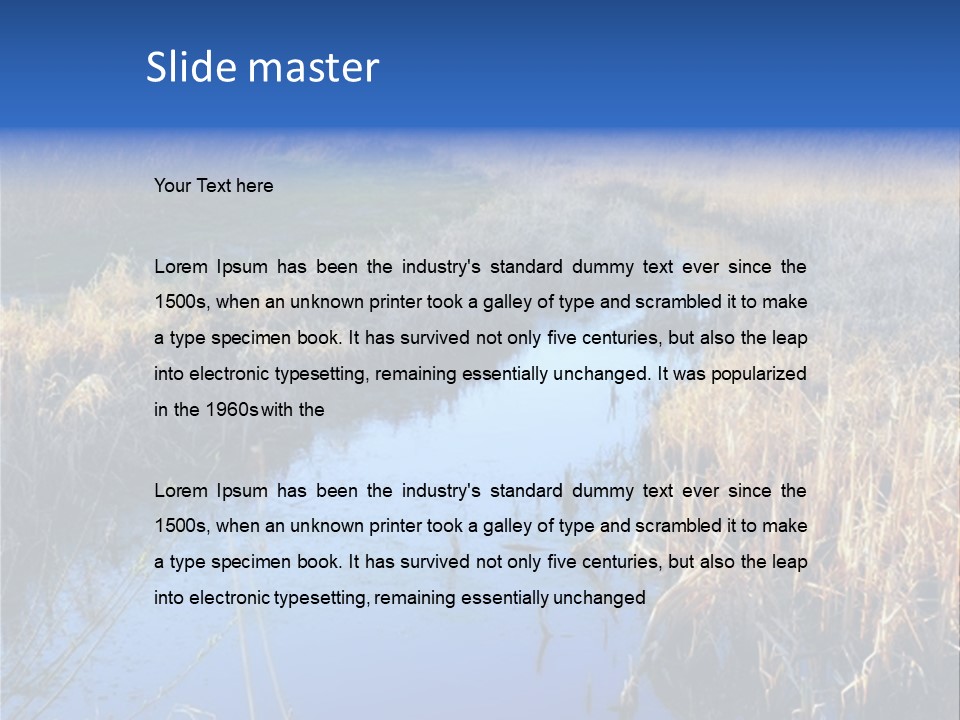 A River In The Middle Of A Grassy Field PowerPoint Template