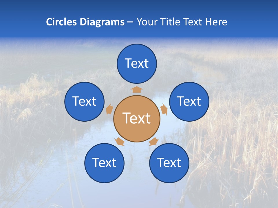 A River In The Middle Of A Grassy Field PowerPoint Template