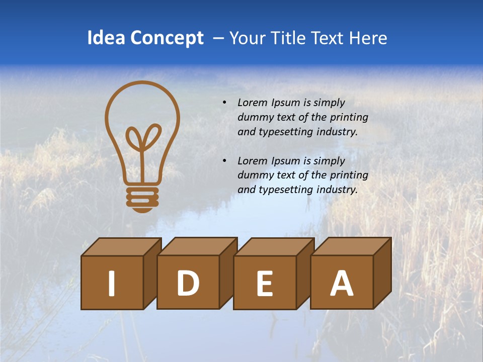 A River In The Middle Of A Grassy Field PowerPoint Template