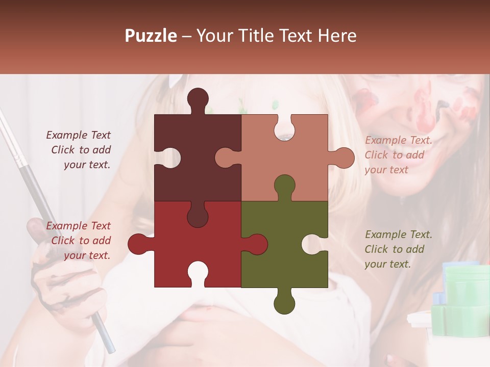 A Woman Holding A Child With Paint All Over Her Face PowerPoint Template