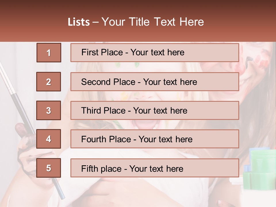 A Woman Holding A Child With Paint All Over Her Face PowerPoint Template