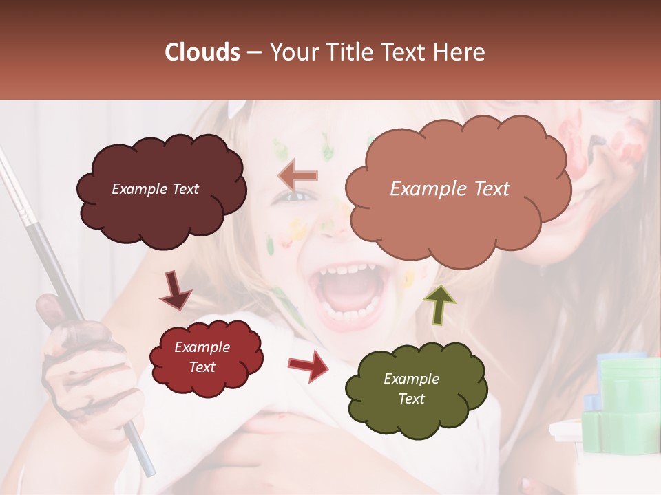 A Woman Holding A Child With Paint All Over Her Face PowerPoint Template