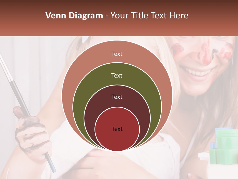 A Woman Holding A Child With Paint All Over Her Face PowerPoint Template