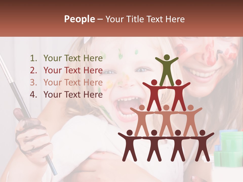 A Woman Holding A Child With Paint All Over Her Face PowerPoint Template