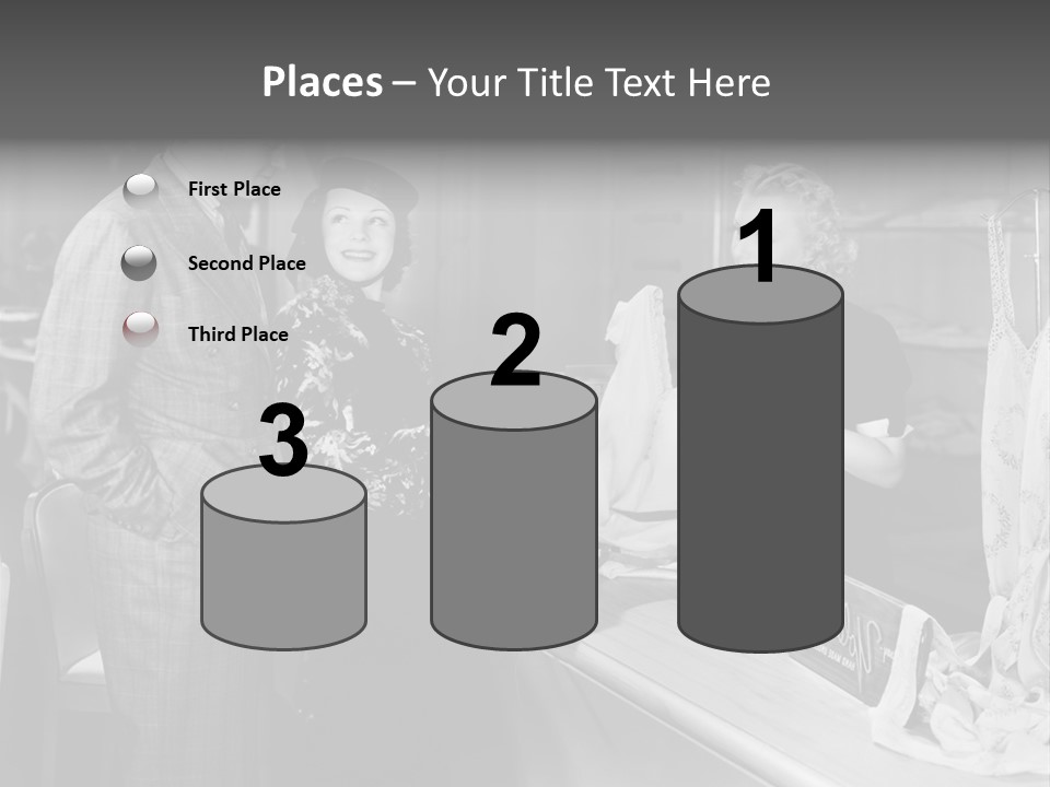 A Man And Two Women Standing In Front Of A Table PowerPoint Template