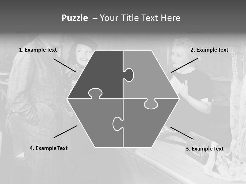A Man And Two Women Standing In Front Of A Table PowerPoint Template