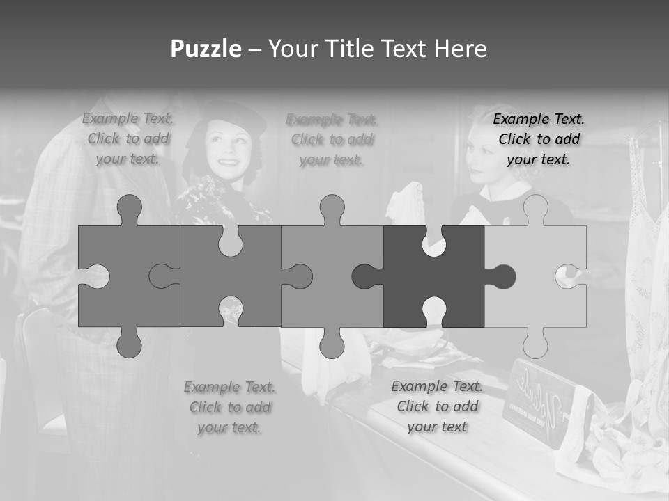 A Man And Two Women Standing In Front Of A Table PowerPoint Template