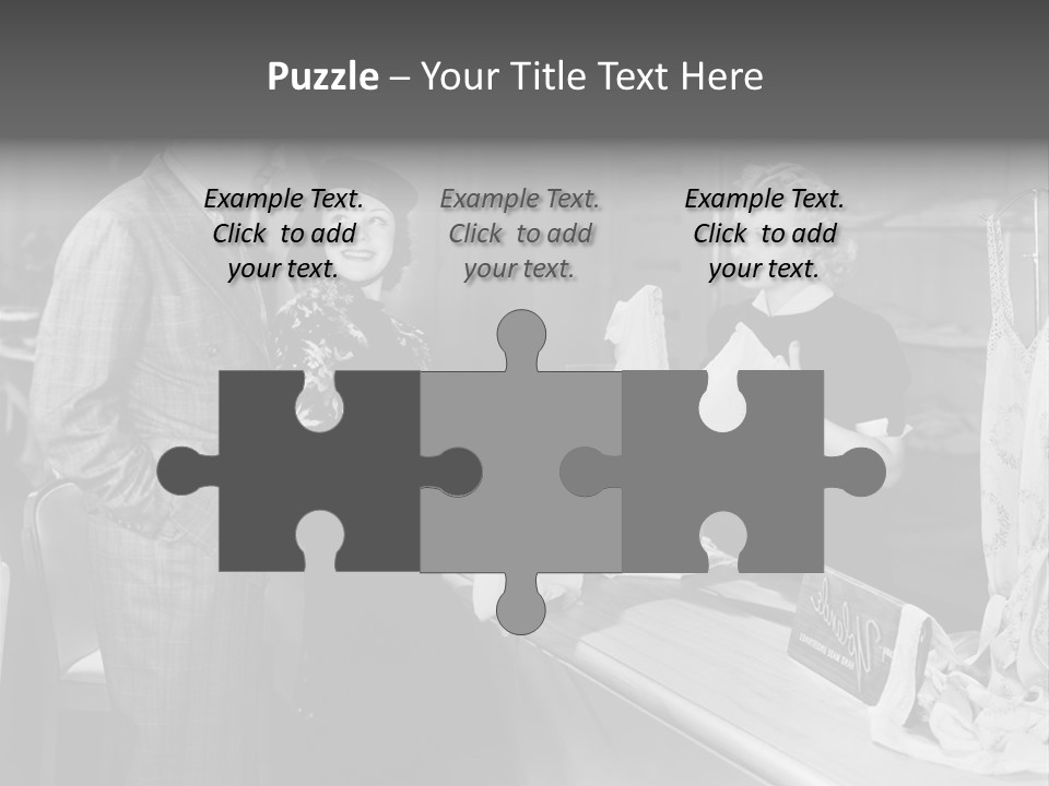 A Man And Two Women Standing In Front Of A Table PowerPoint Template