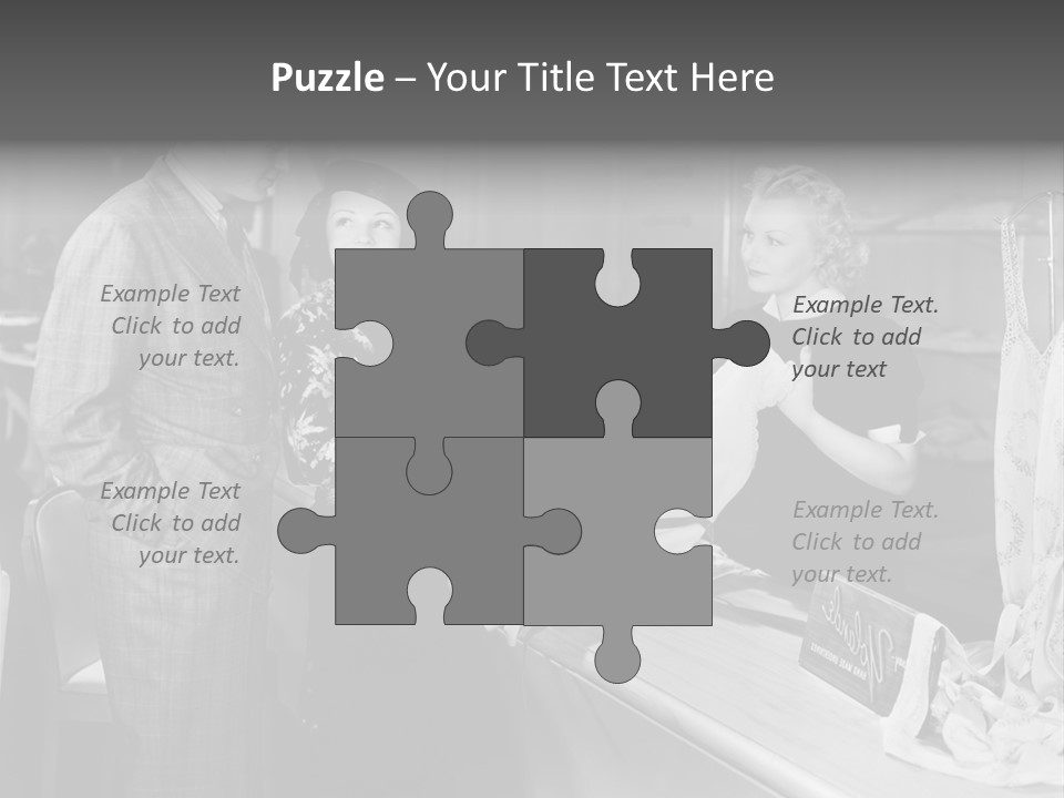 A Man And Two Women Standing In Front Of A Table PowerPoint Template