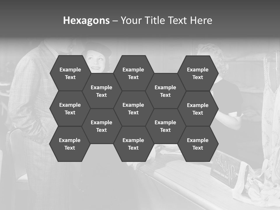 A Man And Two Women Standing In Front Of A Table PowerPoint Template