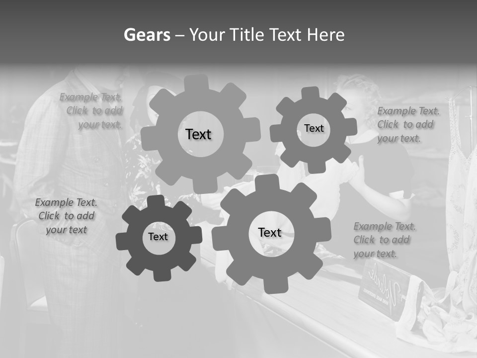 A Man And Two Women Standing In Front Of A Table PowerPoint Template