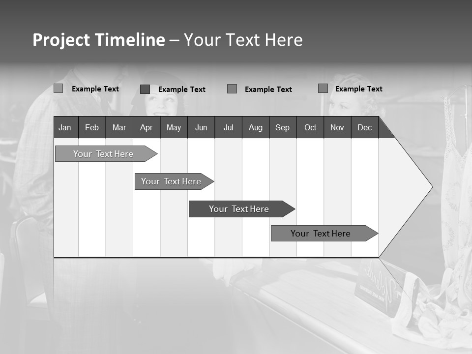 A Man And Two Women Standing In Front Of A Table PowerPoint Template