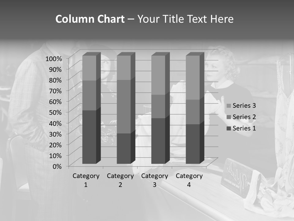 A Man And Two Women Standing In Front Of A Table PowerPoint Template