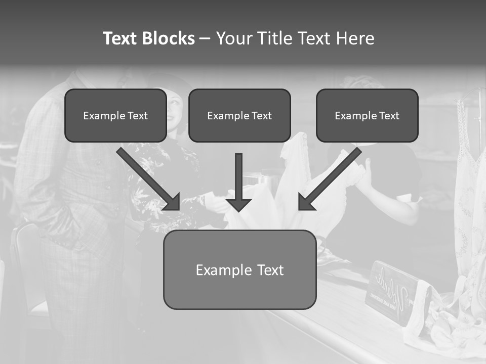 A Man And Two Women Standing In Front Of A Table PowerPoint Template