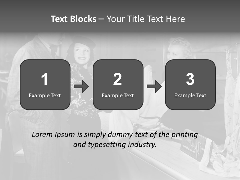 A Man And Two Women Standing In Front Of A Table PowerPoint Template