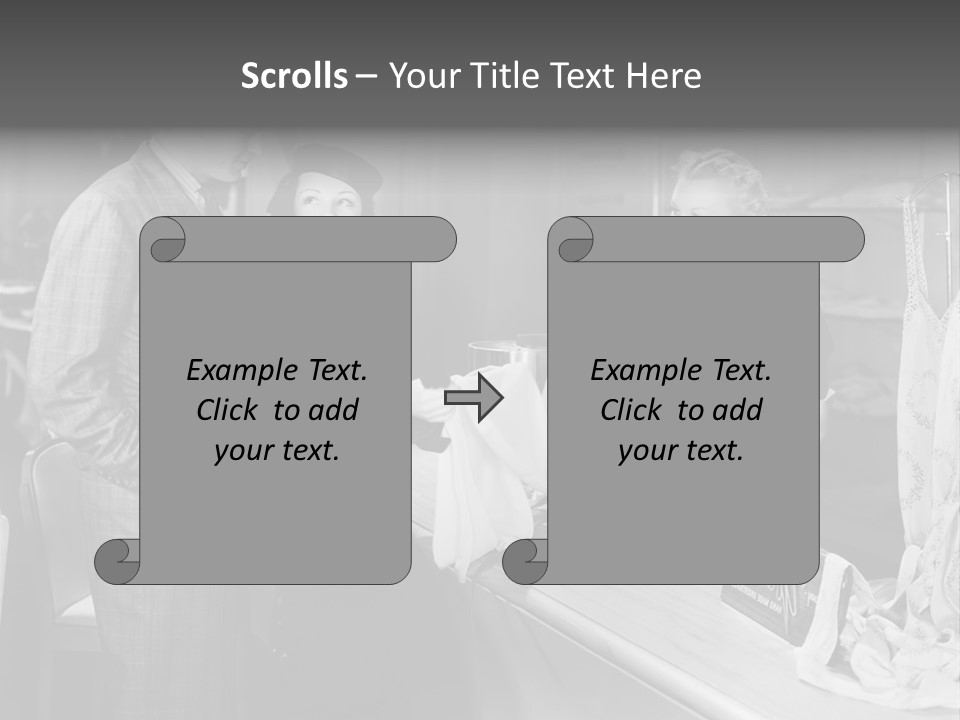 A Man And Two Women Standing In Front Of A Table PowerPoint Template