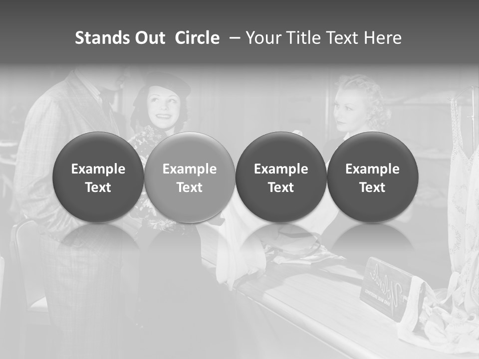 A Man And Two Women Standing In Front Of A Table PowerPoint Template