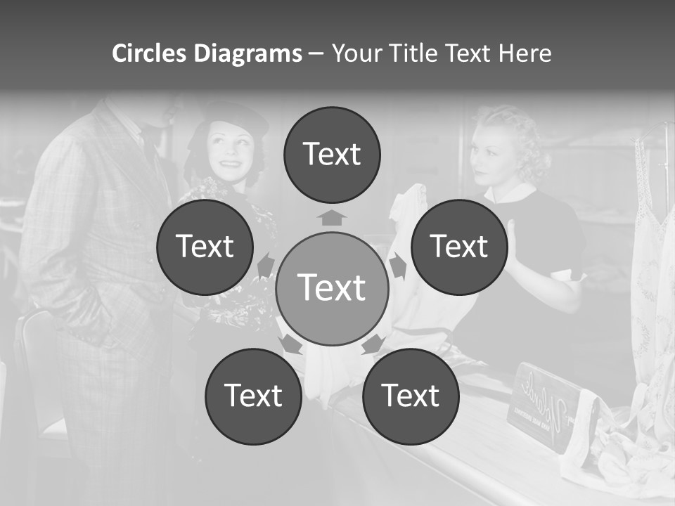 A Man And Two Women Standing In Front Of A Table PowerPoint Template