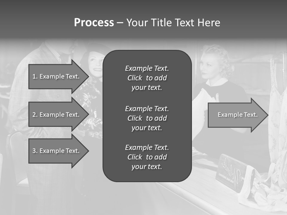 A Man And Two Women Standing In Front Of A Table PowerPoint Template
