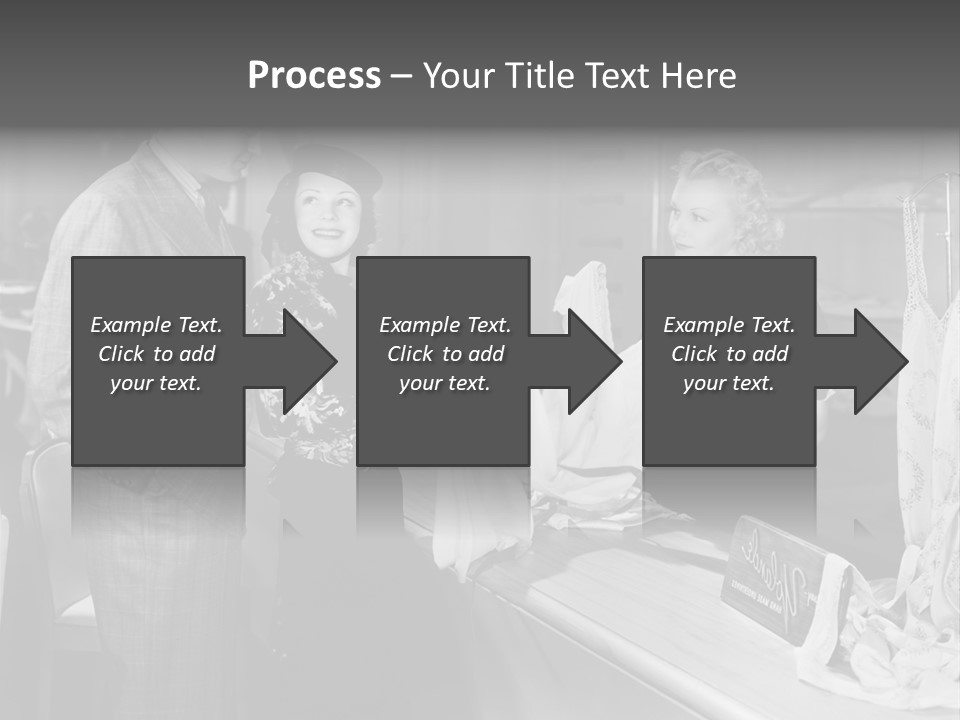 A Man And Two Women Standing In Front Of A Table PowerPoint Template