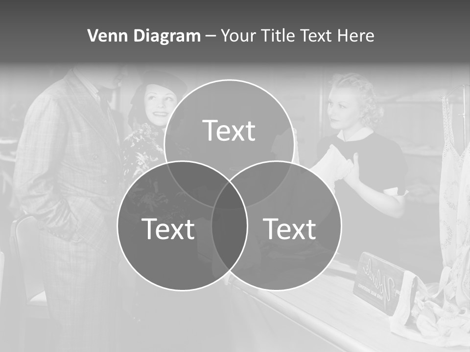 A Man And Two Women Standing In Front Of A Table PowerPoint Template