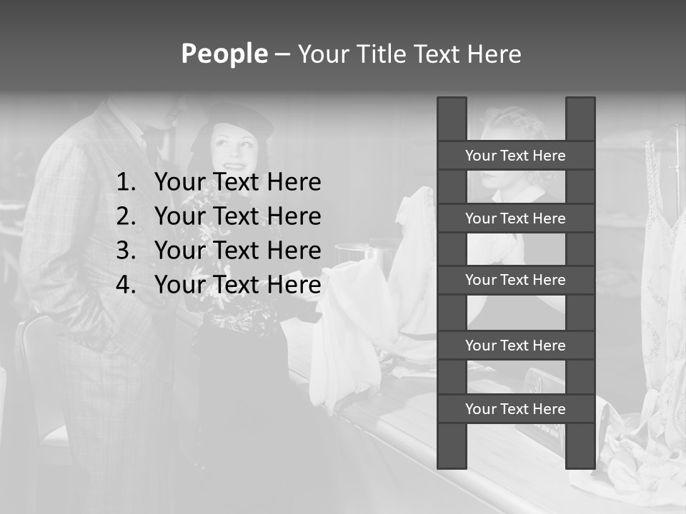 A Man And Two Women Standing In Front Of A Table PowerPoint Template