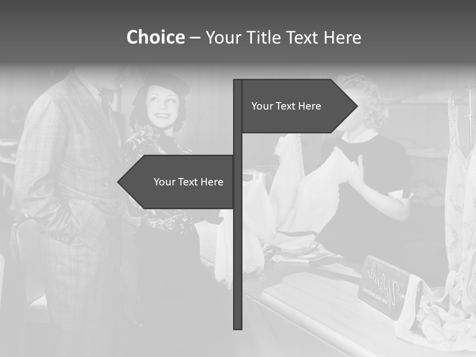 A Man And Two Women Standing In Front Of A Table PowerPoint Template