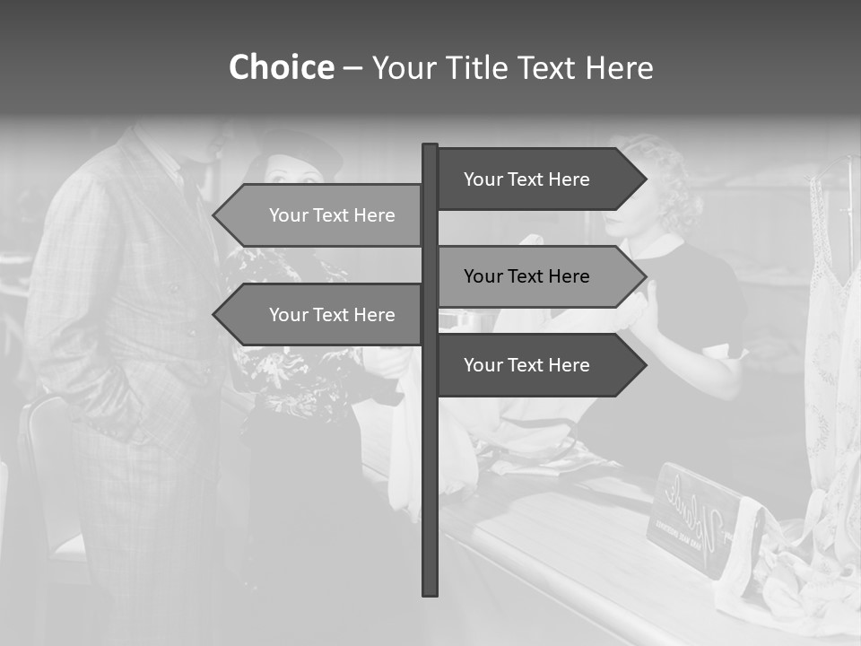 A Man And Two Women Standing In Front Of A Table PowerPoint Template